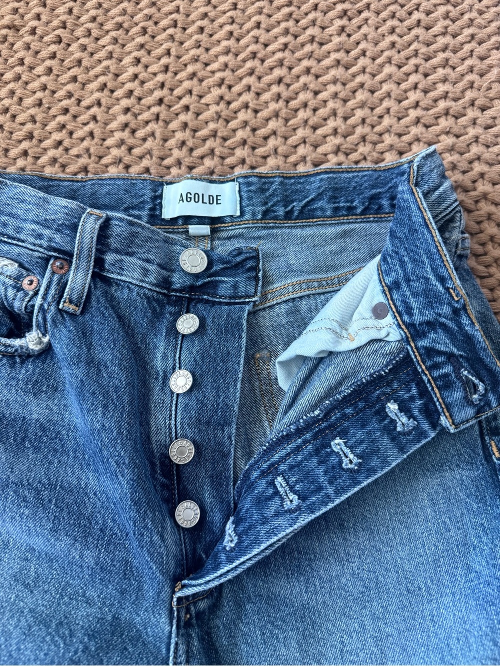 Agolde Riley High Rise Straight Leg Button Fly Jeans Women's Size 24 - Picture 6 of 13